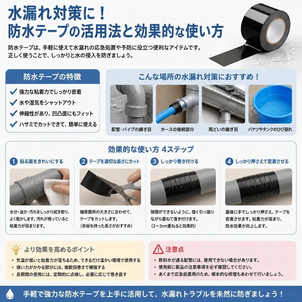 4. 防水テープでの簡易対策