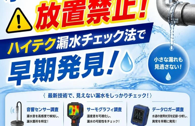 水漏れトラブルは放置禁止！ハイテク漏水チェック法で早期発見！