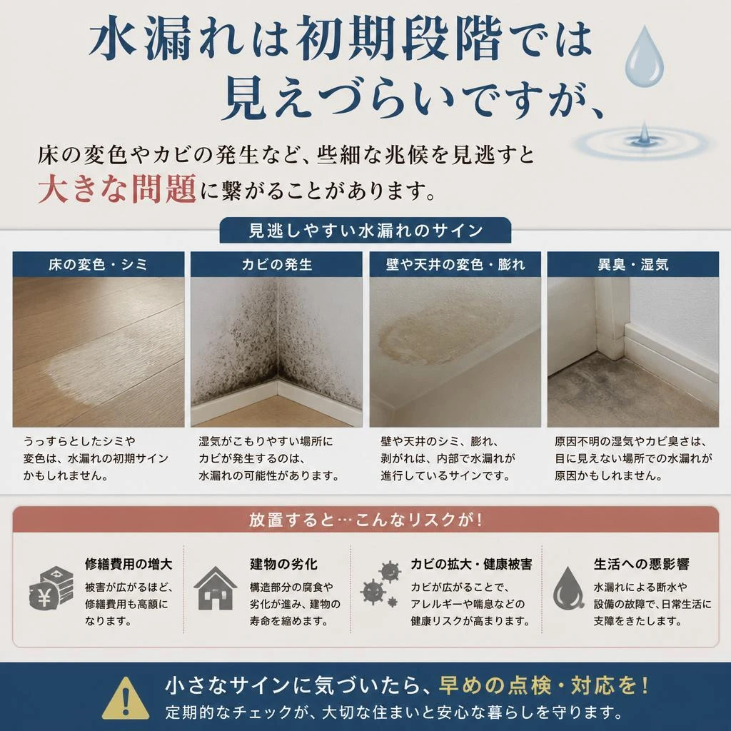 水漏れトラブルの兆候を見逃さないで！