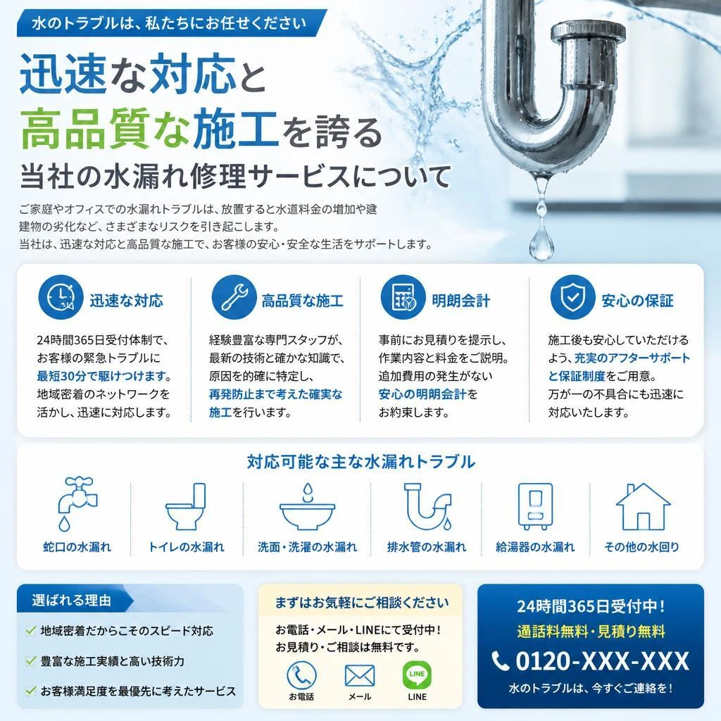 2. 私たちが提供する水漏れ修理サービスの特徴